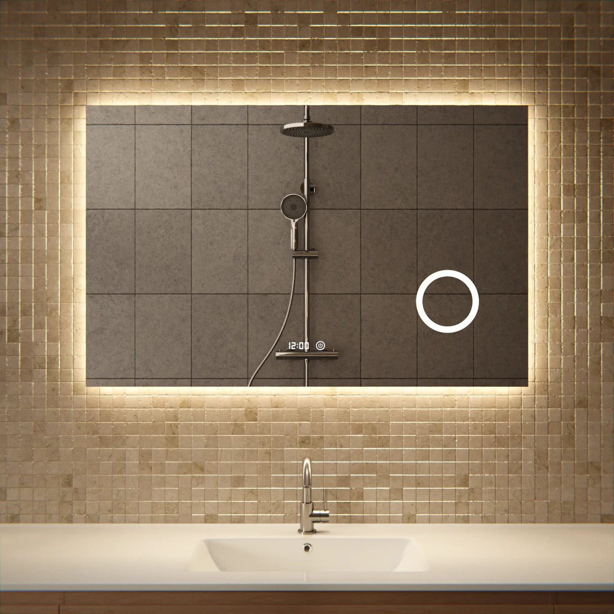 Rechteckiger Badezimmerspiegel – 110x70 cm – Rechteckig – Rahmenlos