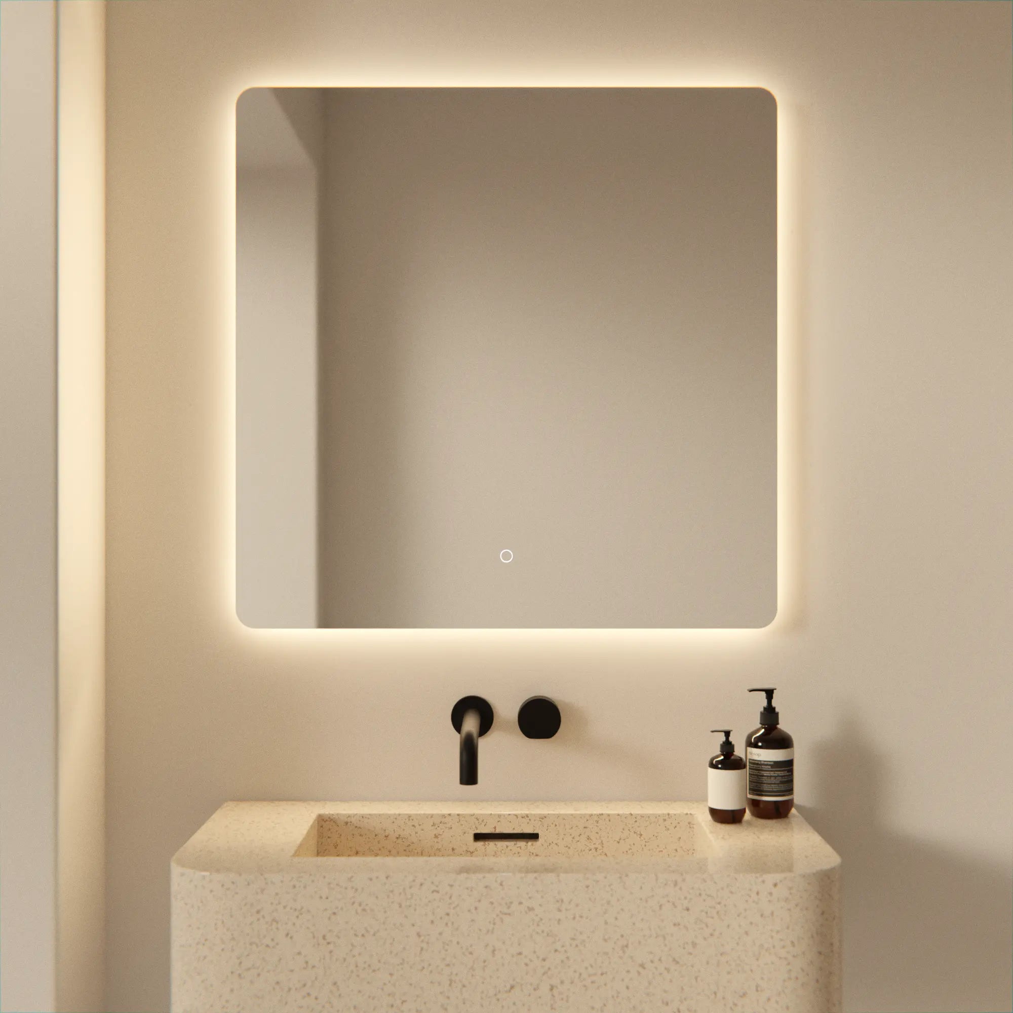 Badezimmerspiegel - 80x80cm - Rechteckig - Rahmenlos