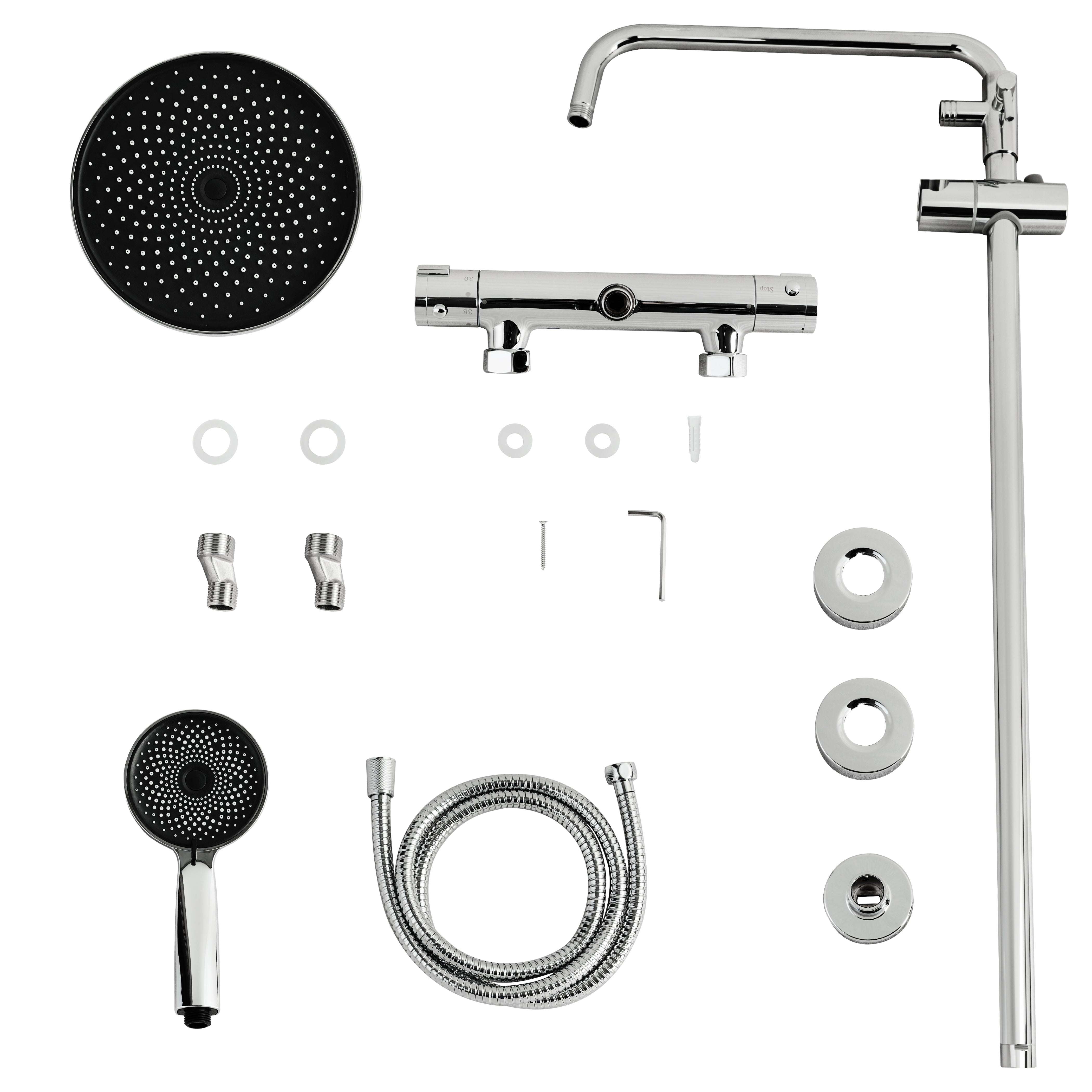 Regendusche Luno - Chrom mit Thermostatarmatur - 22 cm - Vorbestellen