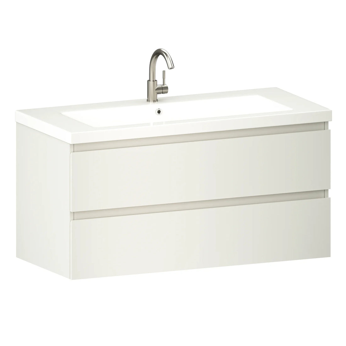 Badezimmermöbel Sena – 100 cm – Weiß – Weißes Waschbecken