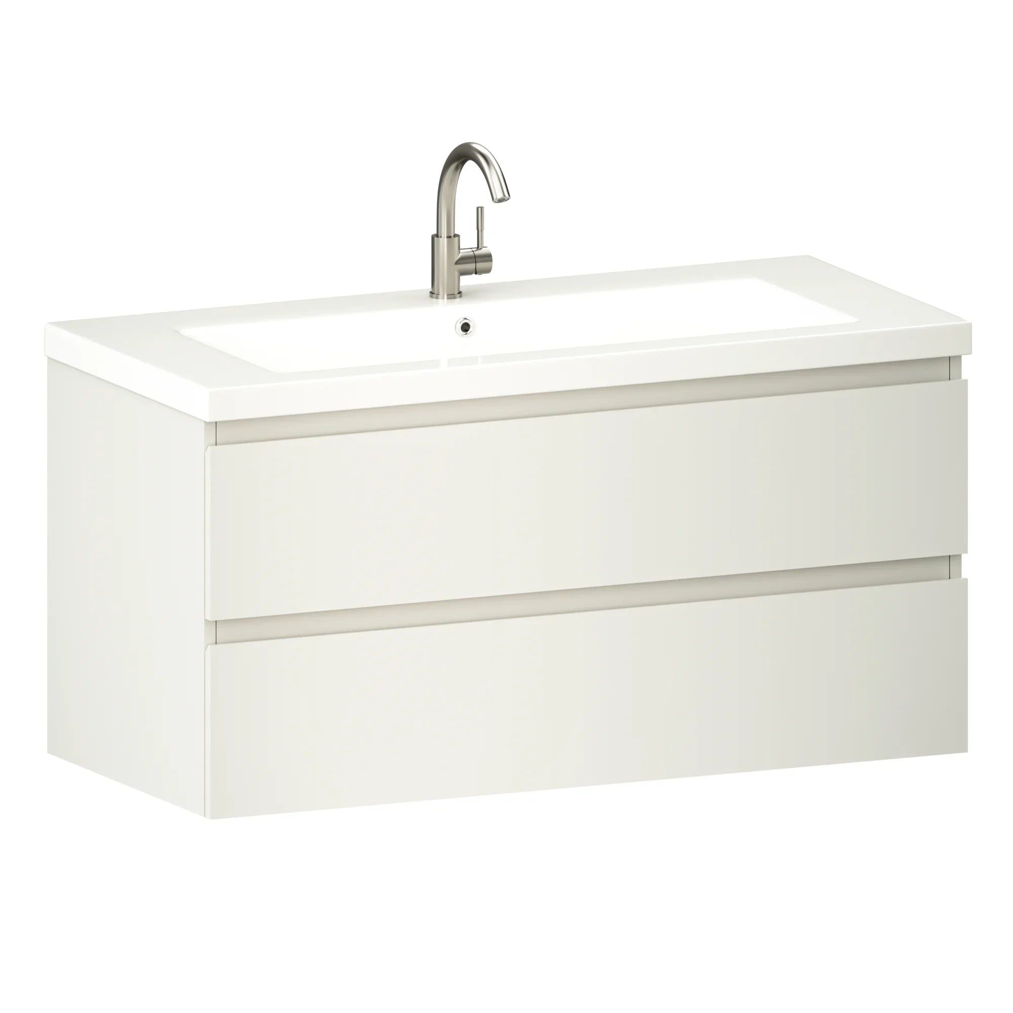Badezimmermöbel Sena – 100 cm – Weiß – Weißes Waschbecken