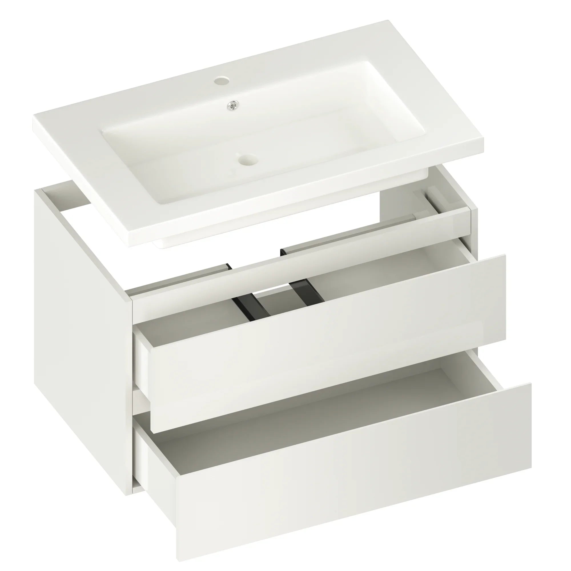 Badezimmermöbel Sova – 80 cm – Weiß – Weißes Waschbecken