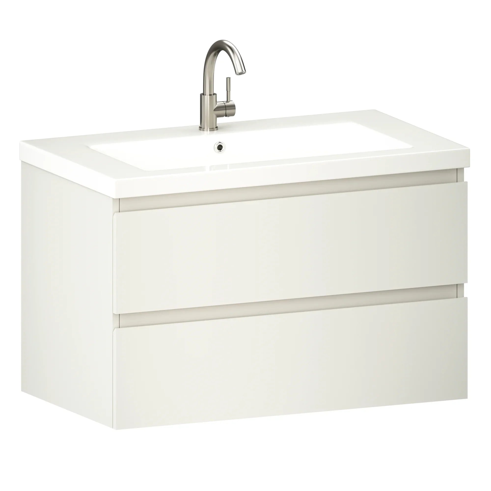 Badezimmermöbel Sova – 80 cm – Weiß – Weißes Waschbecken