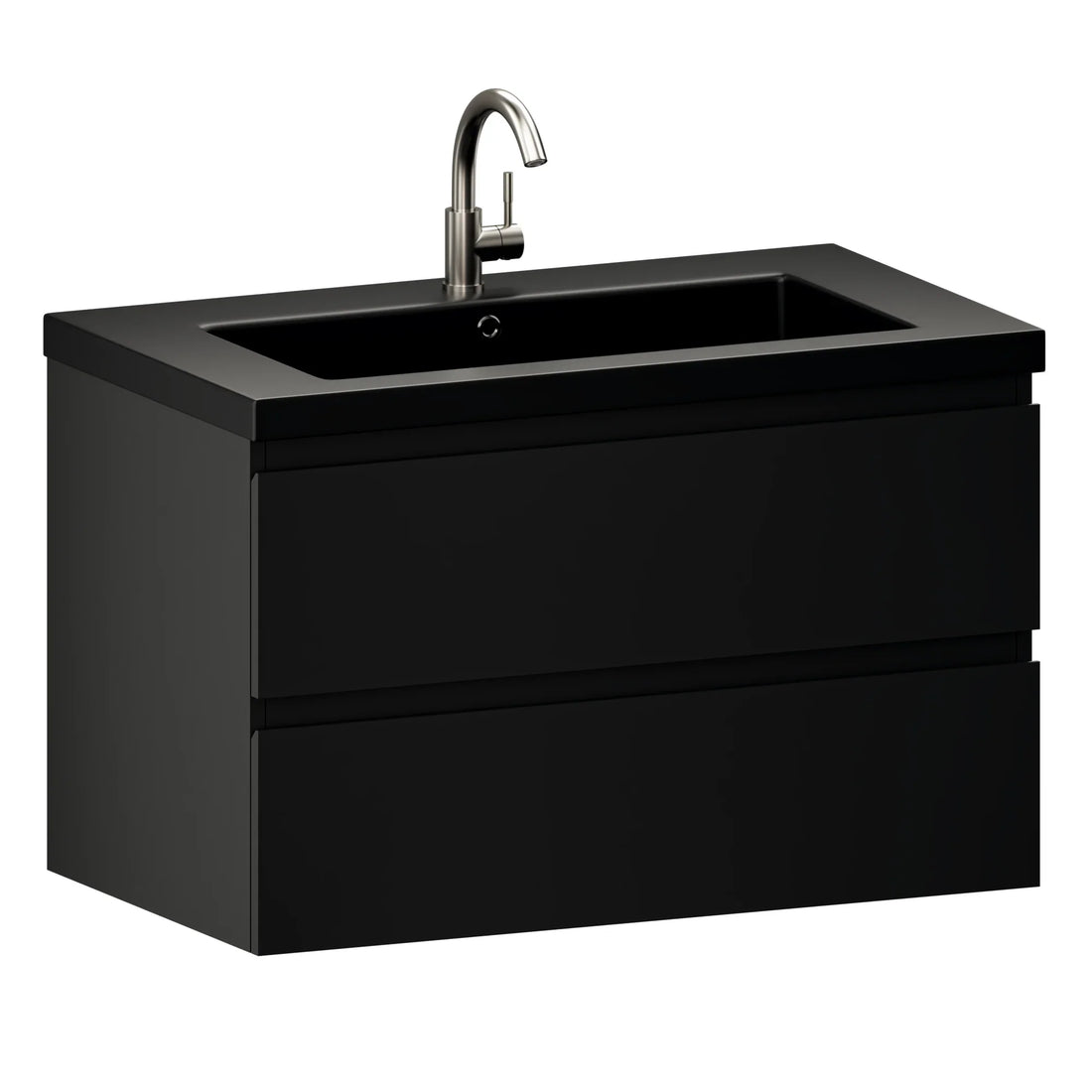 Badezimmermöbel Sova – 80 cm – Mattschwarz – Schwarzes Waschbecken