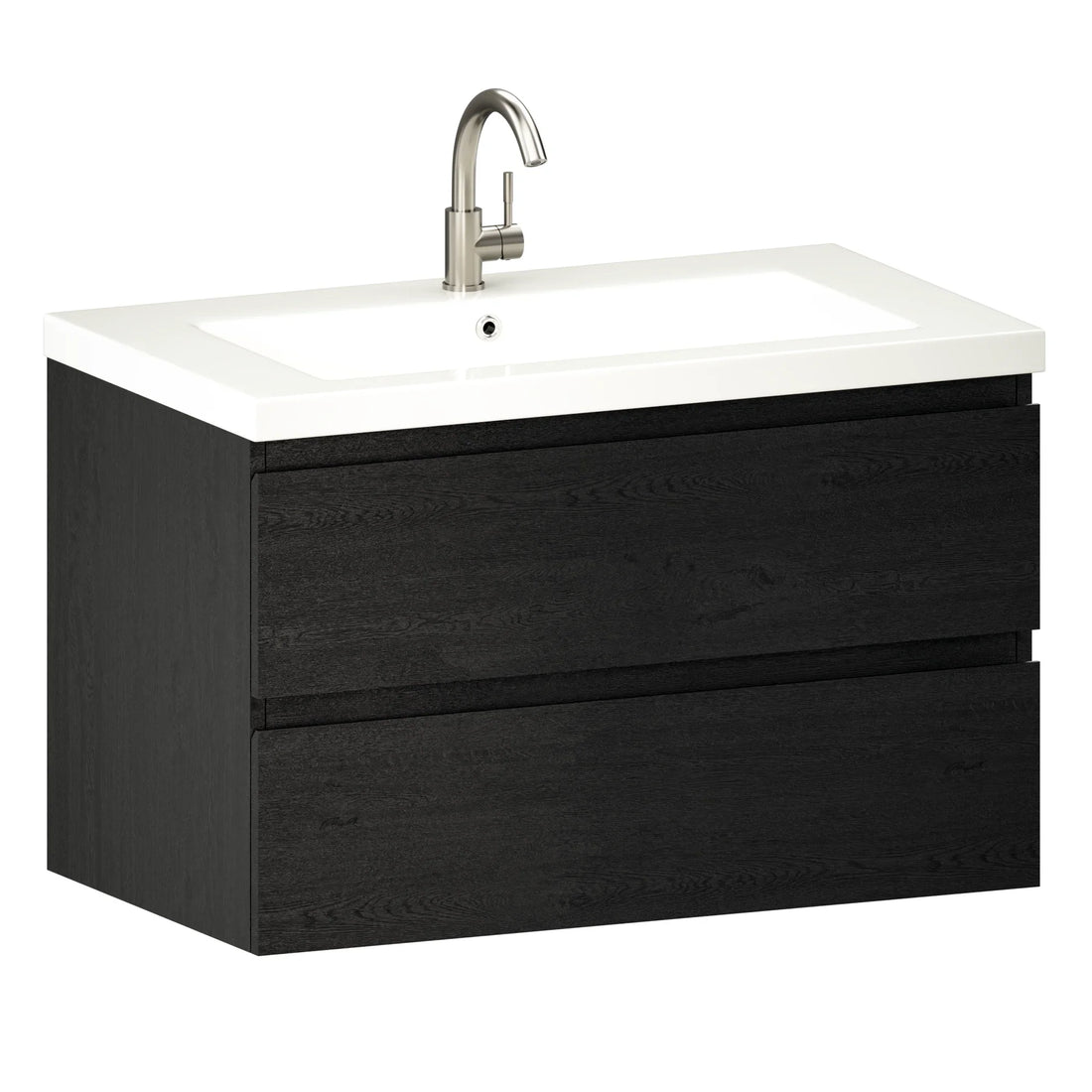 Badezimmermöbel Sova – 80 cm – Schwarzeiche – Weißes Waschbecken