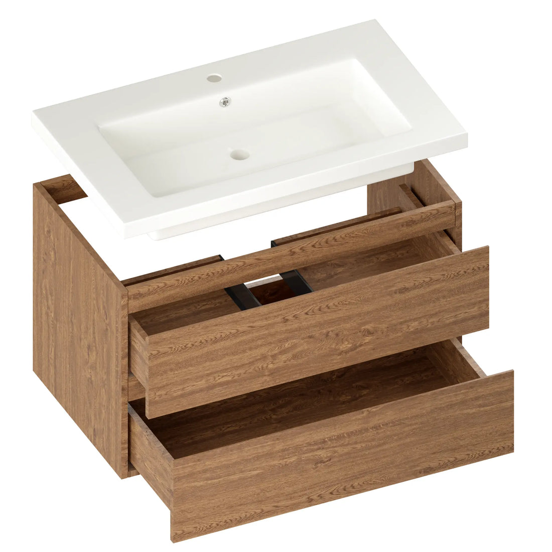 Badezimmermöbel Sova – 80 cm – Warm eiche – Weißes Waschbecken