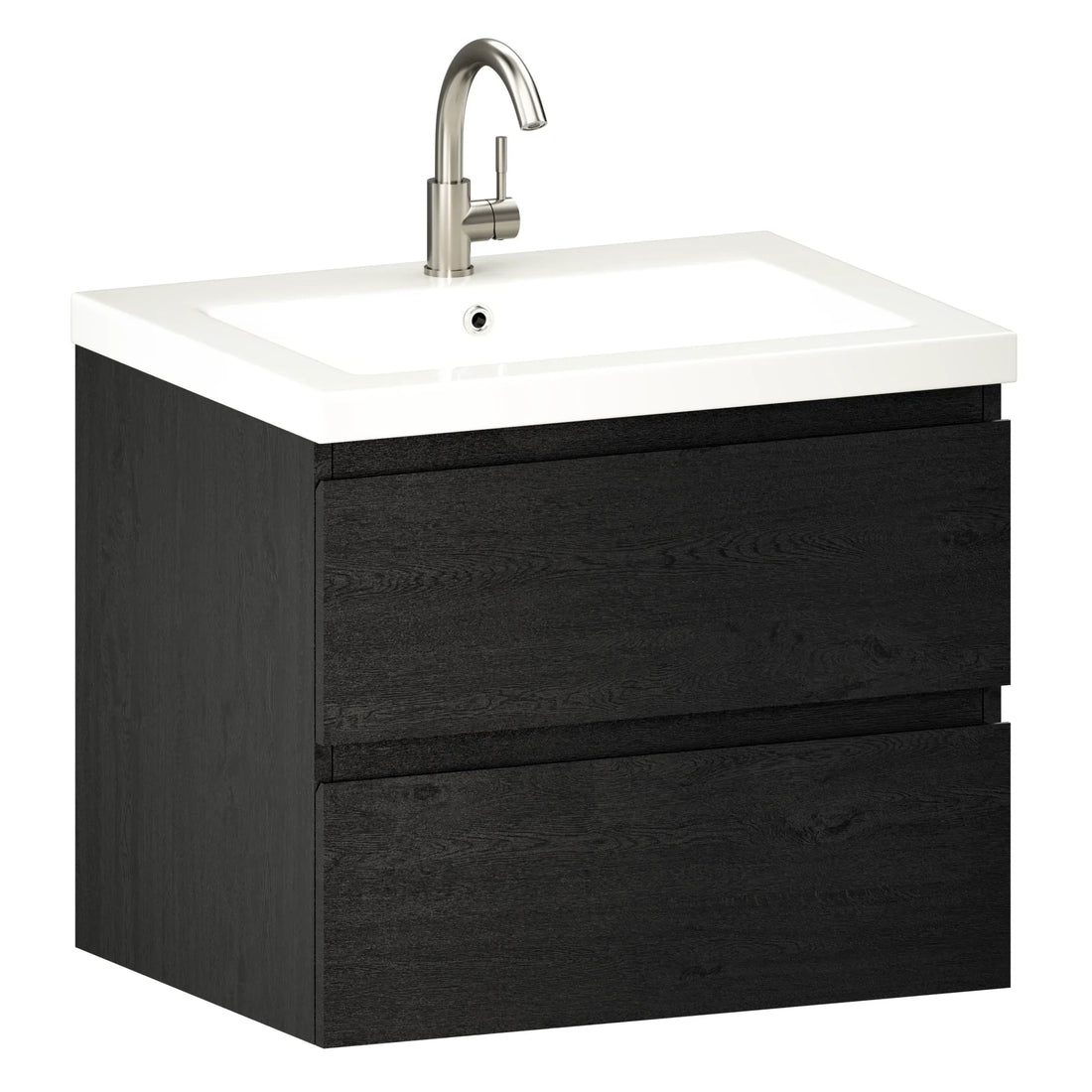 Badezimmermöbel Karo – 60 cm – Schwarzeiche – Weißes Waschbecken
