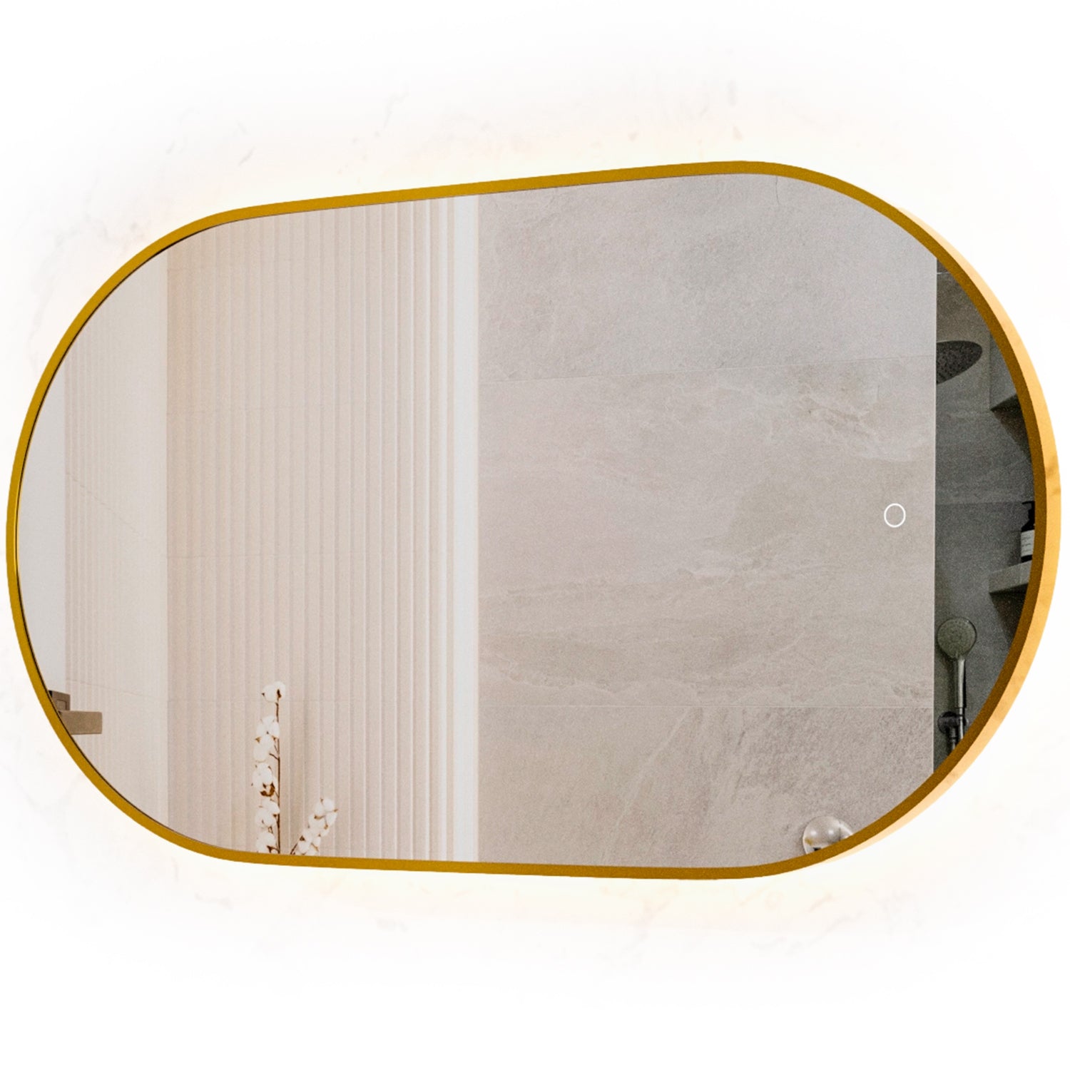 Badezimmerspiegel – 90x50cm Oval – Gold Rahmen