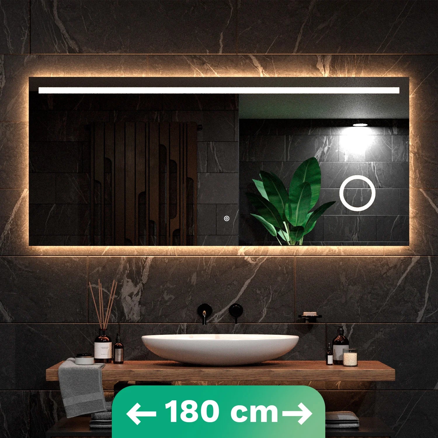 Badezimmerspiegel – 180x80 cm – Rahmenlos