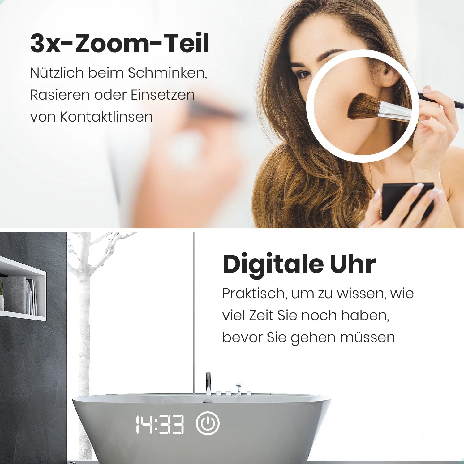 Badezimmerspiegel – 180x80 cm – Rahmenlos