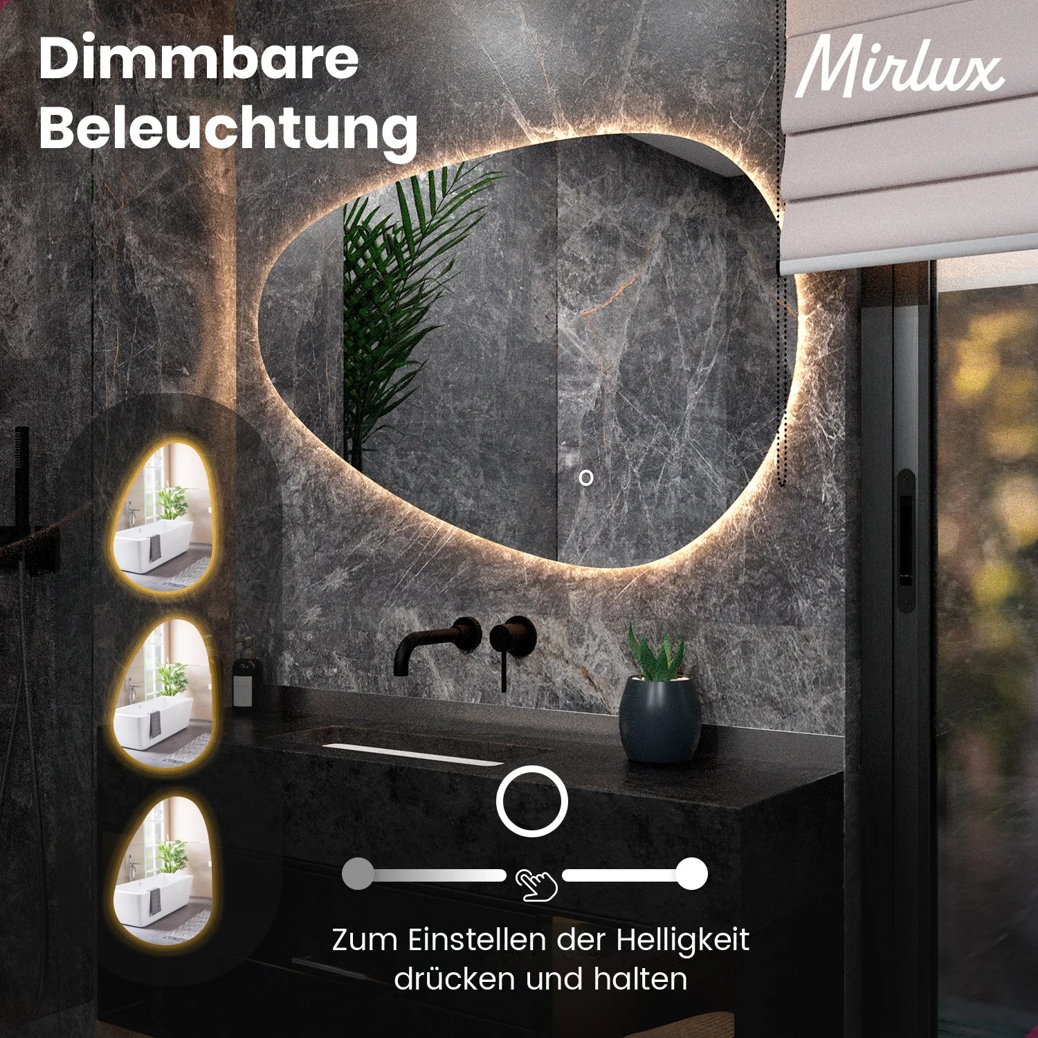 Badezimmerspiegel - 120x75 cm Asymmetrisch - Rahmenlos - Vorbestellen