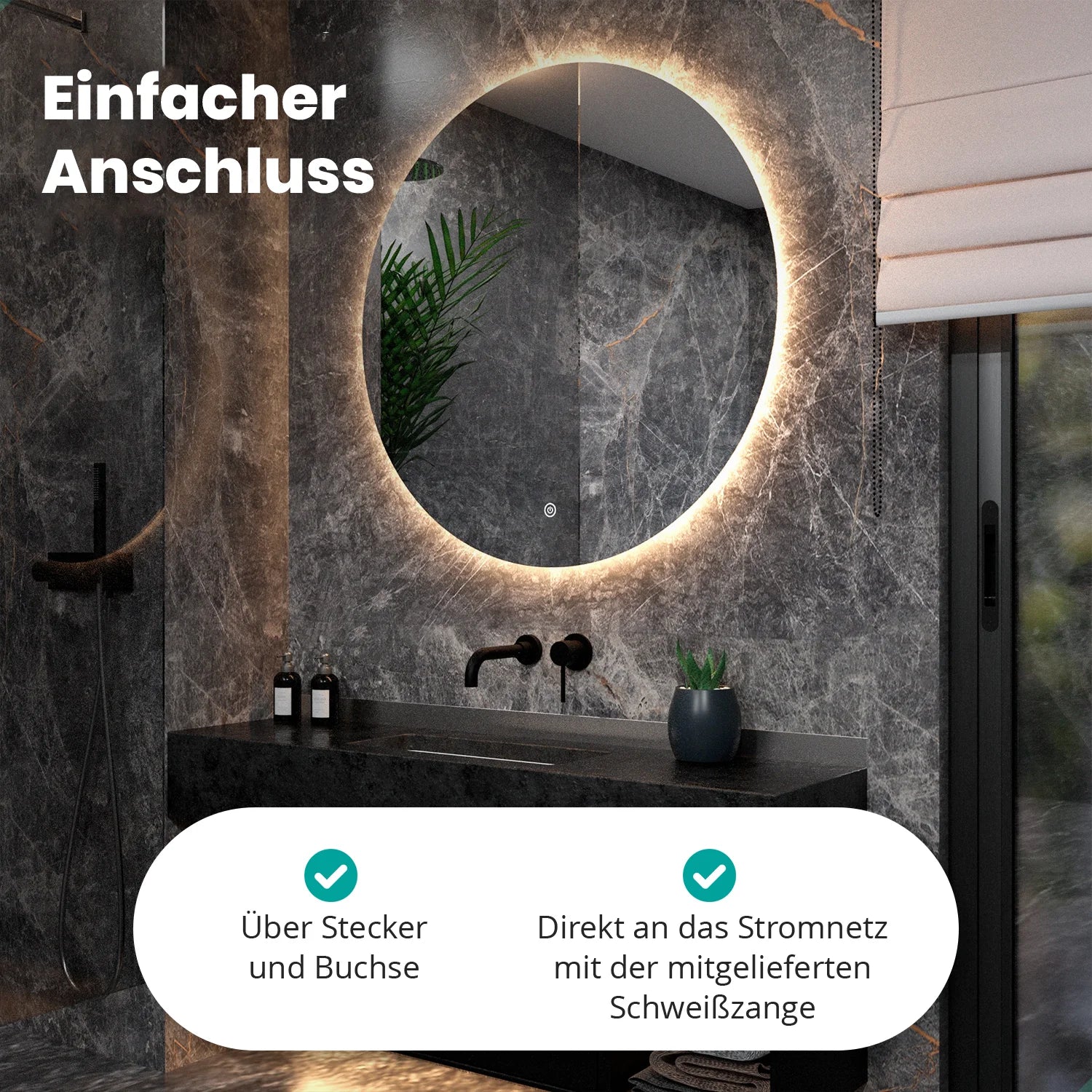 Badezimmerspiegel - Rund - 100cm – Rahmenlos