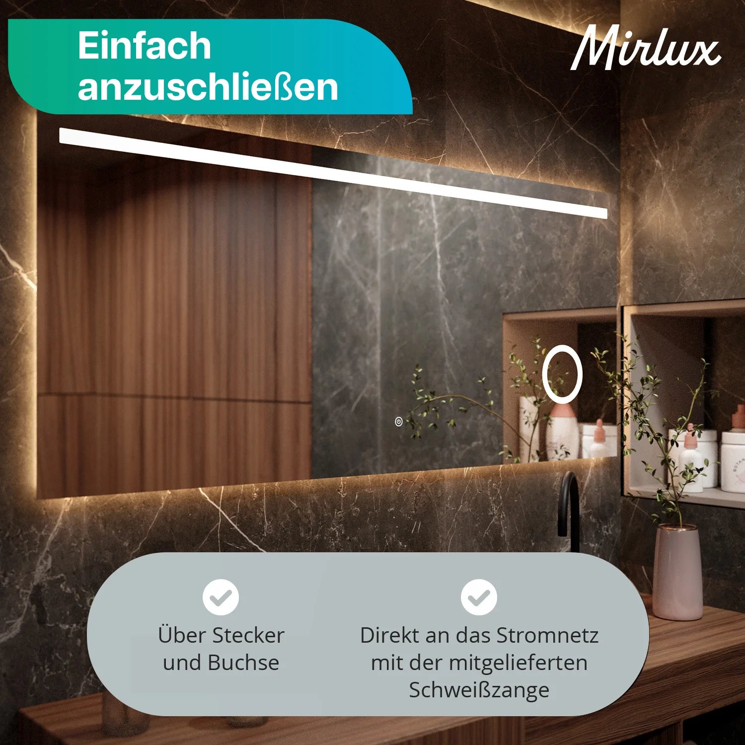 Badezimmerspiegel – 180x80 cm – Rahmenlos
