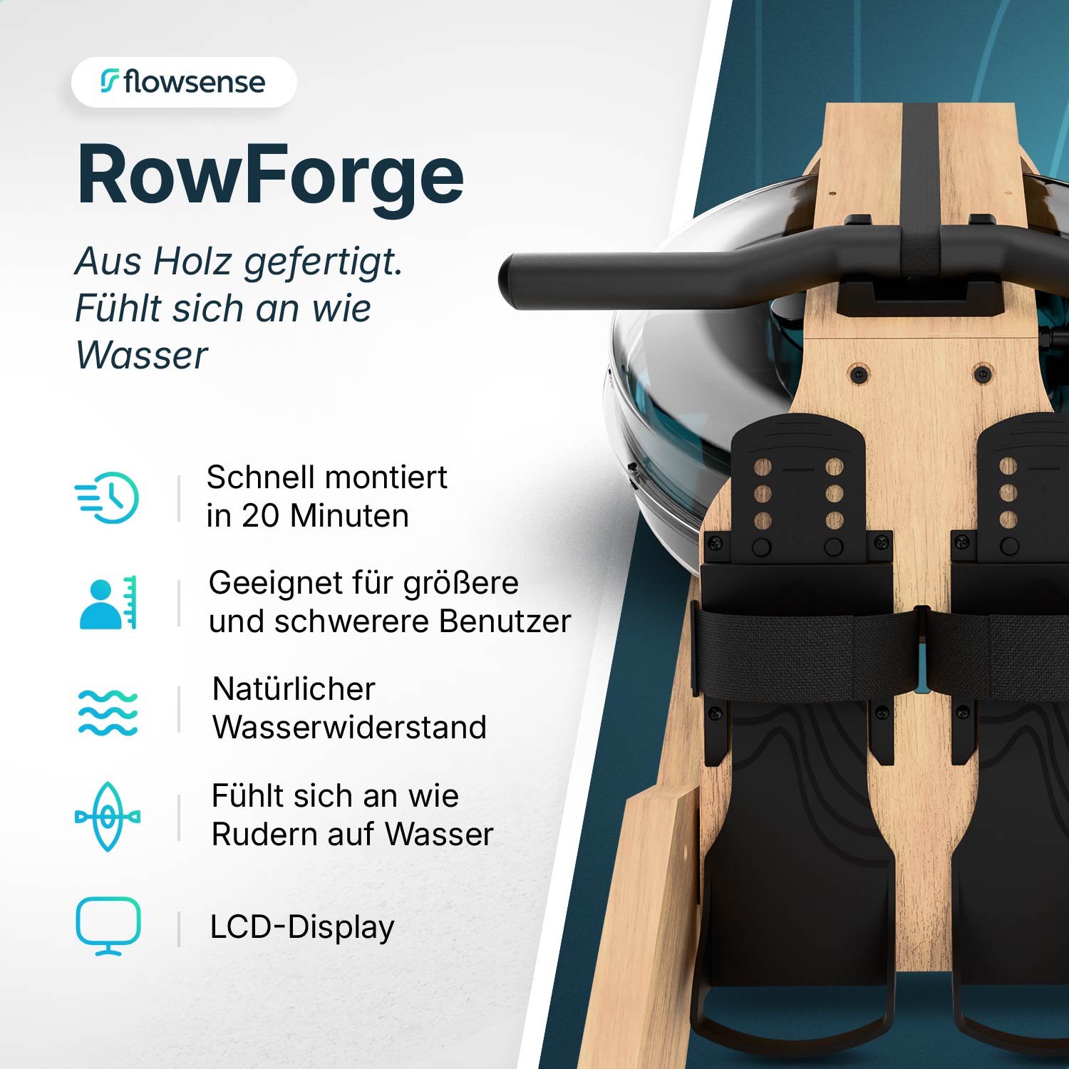 Rudergerät - RowForge - Holz mit Wasserwiderstand