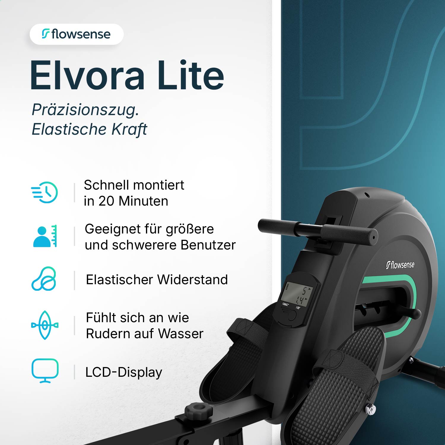 Rudergerät Elvora Lite – Elastischer Widerstand