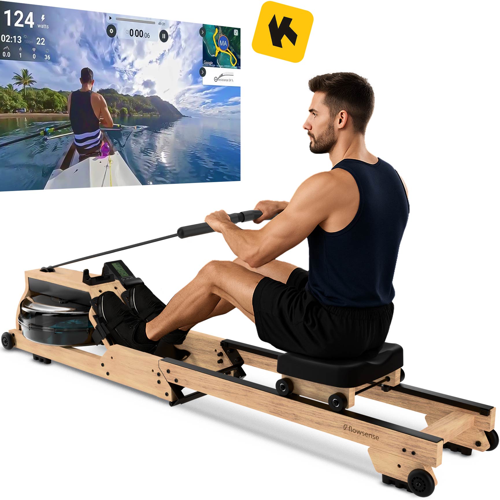 Rudergerät - RowForge - Holz mit Wasserwiderstand