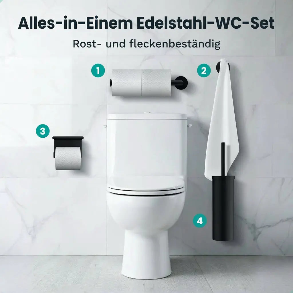 Badezimmer-Accessoire-Set – WC – Schwarz