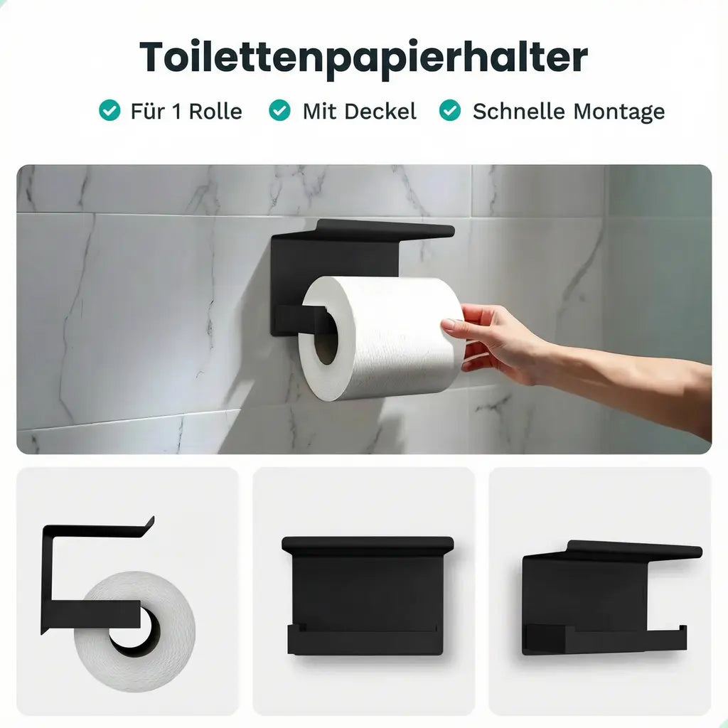 Badezimmer-Accessoire-Set – WC – Schwarz
