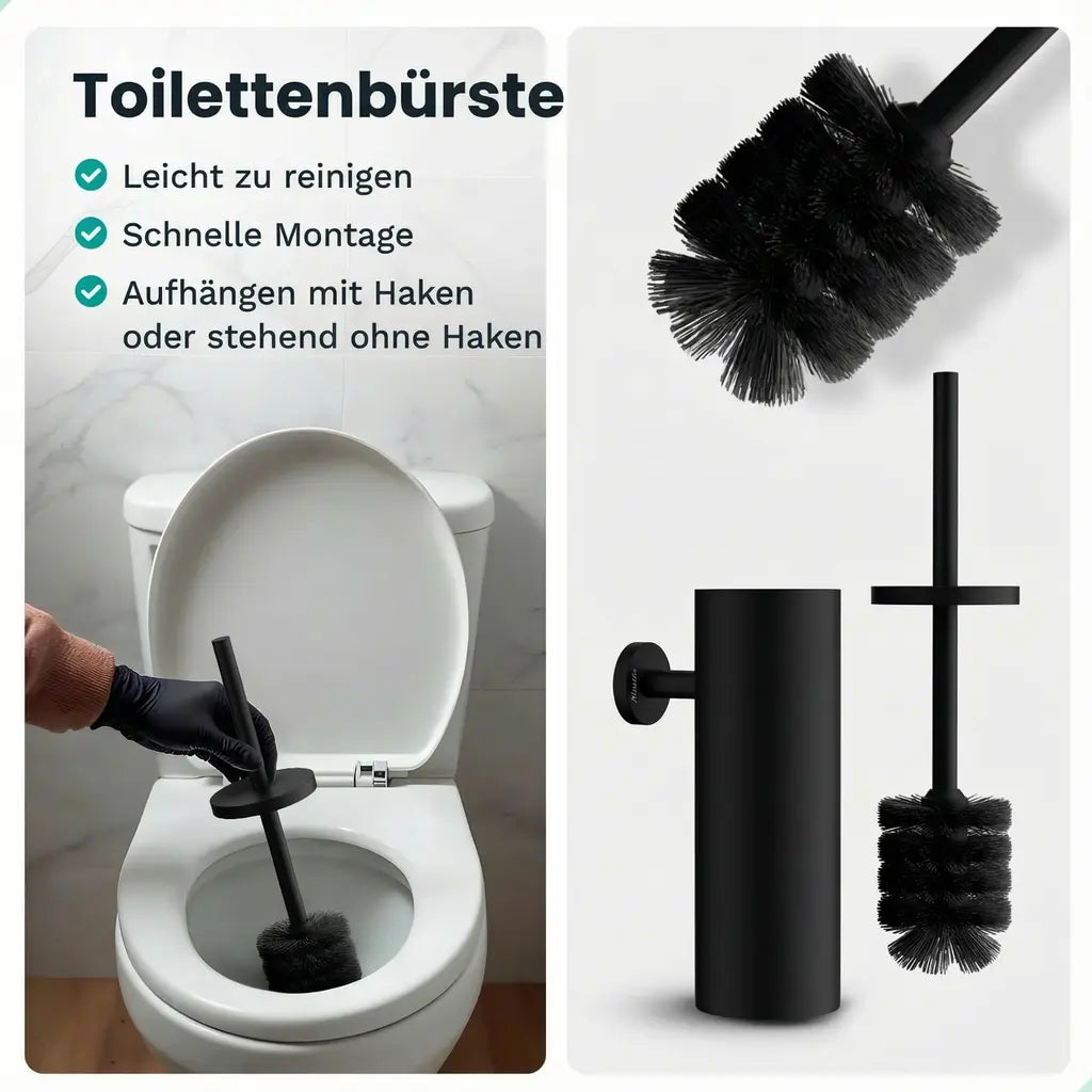 Badezimmer-Accessoire-Set – WC – Schwarz