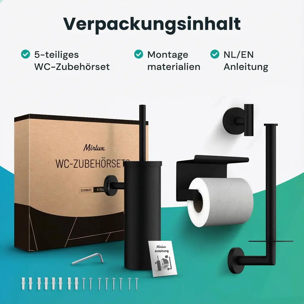 Badezimmer-Accessoire-Set – WC – Schwarz