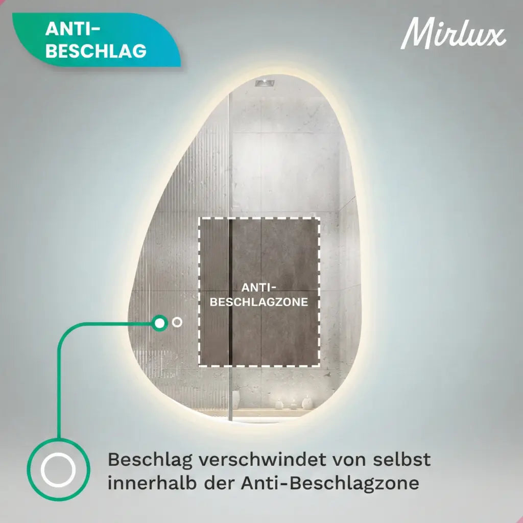 Badezimmerspiegel - 150x93 cm Asymmetrisch - Rahmenlos - Vorbestellen