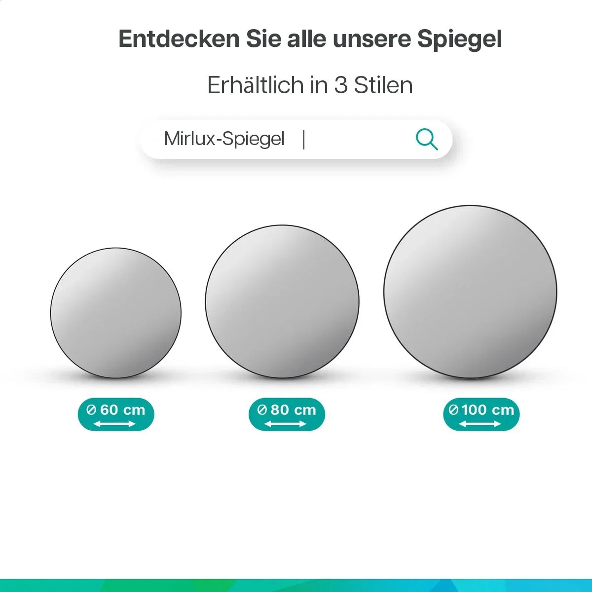Badezimmerspiegel - Rund - 100cm - Schwarzer Rahmen