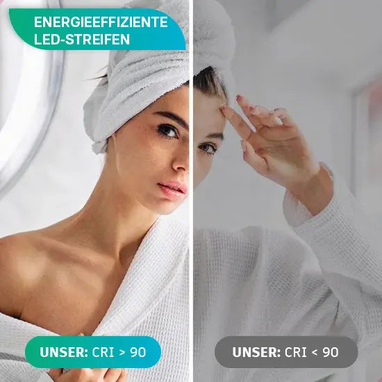 Badezimmerspiegel - Rund - 80cm - Schwarzer Rahmen