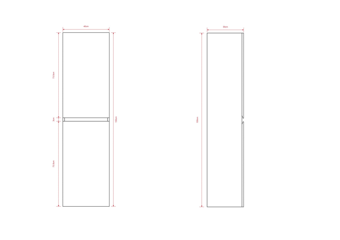 Badezimmer Hochschrank Ruvo – 150 cm – Mattschwarz