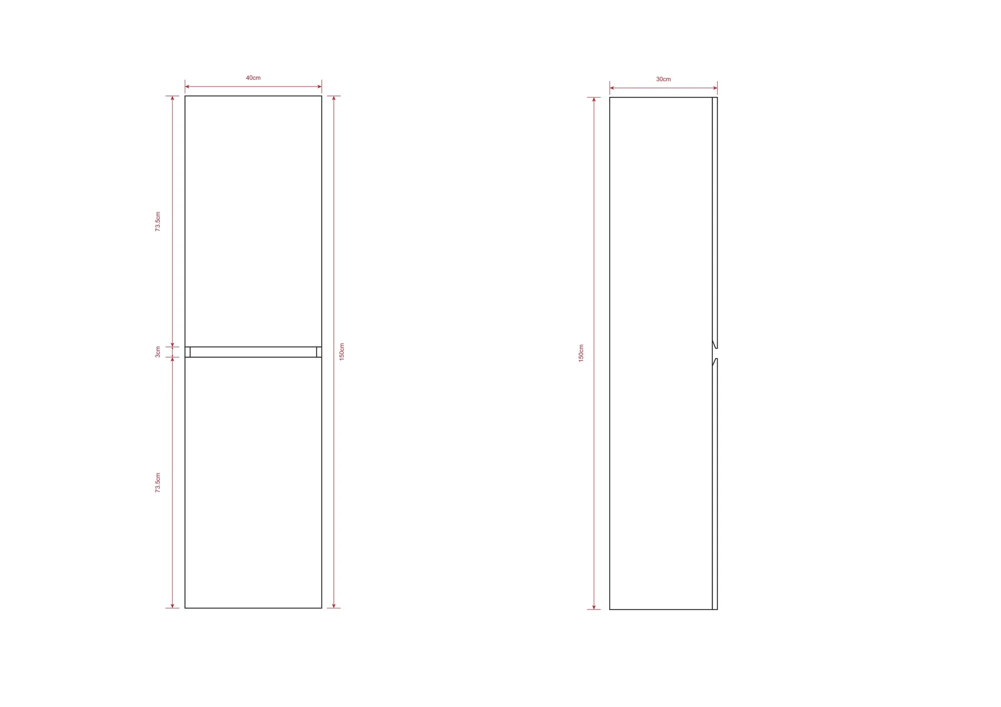 Badezimmer Hochschrank Ruvo – 150 cm – Walnussbraun