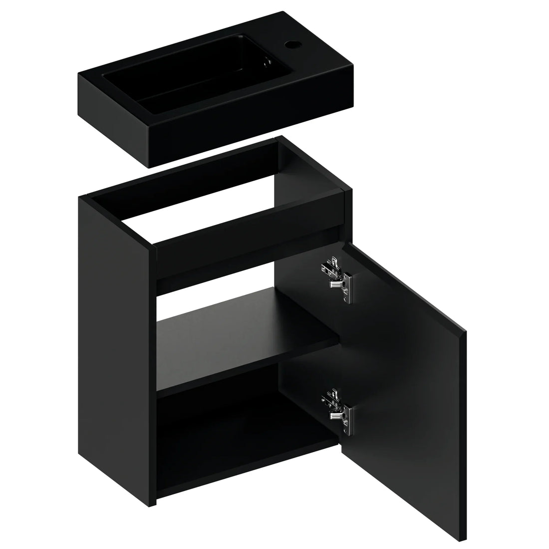 Gäste-WC-Möbel Elen – 40 cm – MattSchwarz - Schwarzes Waschbecken