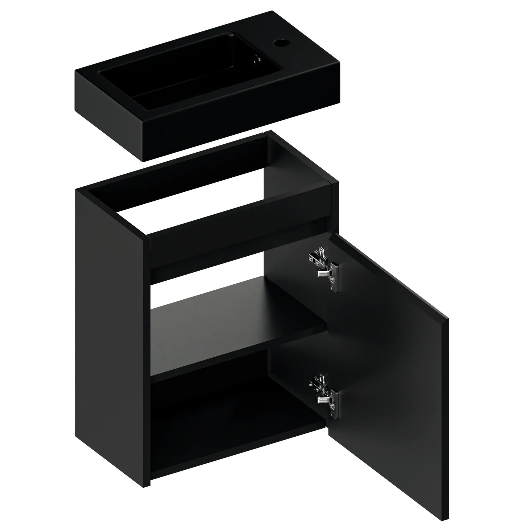 Gäste-WC-Möbel Elen – 40 cm – MattSchwarz - Schwarzes Waschbecken