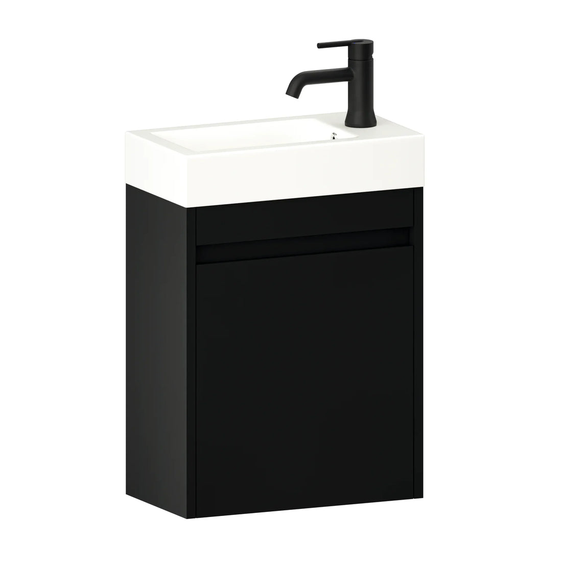 Gäste-WC-Möbel Vivo – 40 cm – MattSchwarz - Weißes Waschbecken