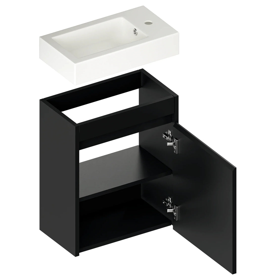 Gäste-WC-Möbel Vivo – 40 cm – MattSchwarz - Weißes Waschbecken