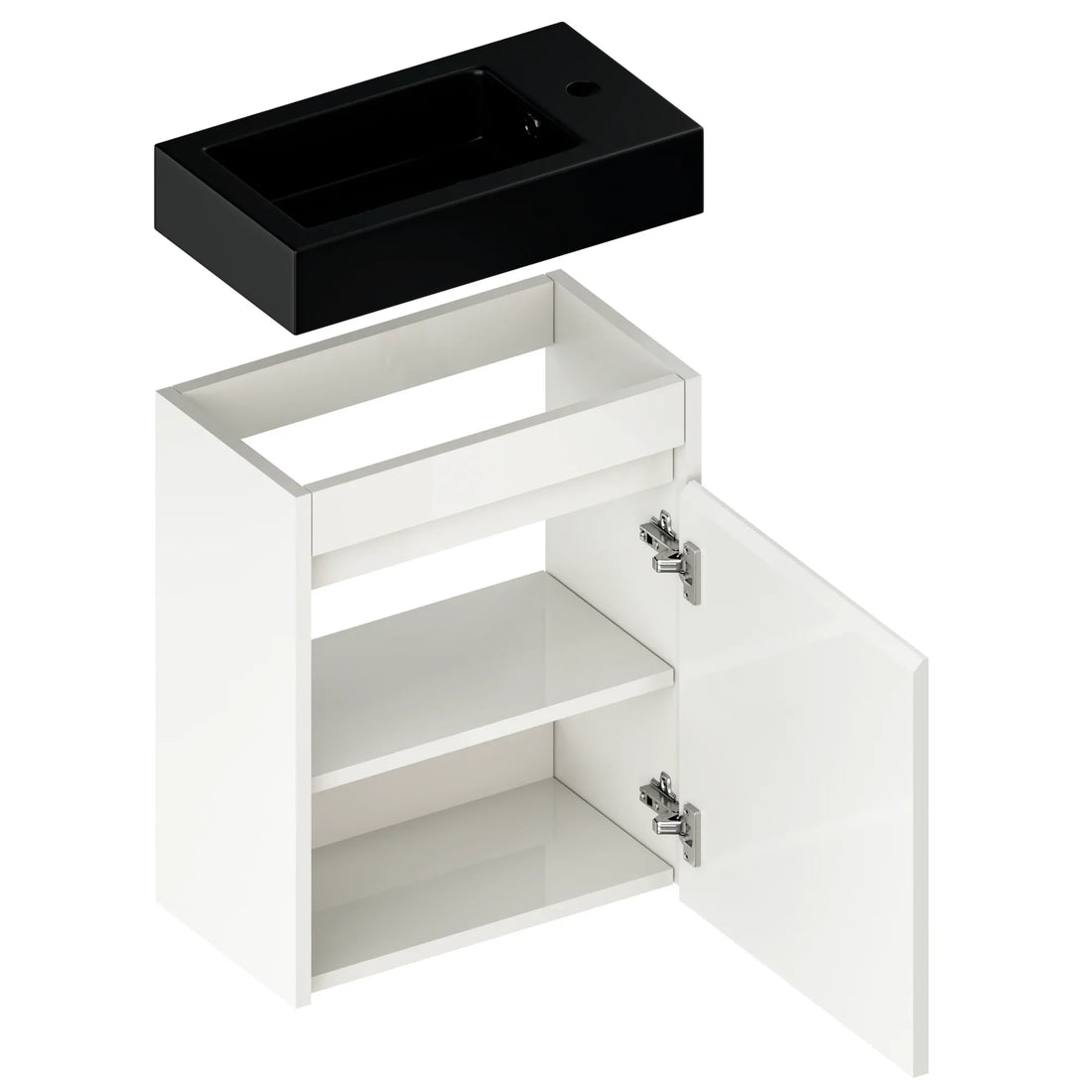 Gäste-WC-Möbel Elen – 40 cm – Weiß - Schwarzes Waschbecken