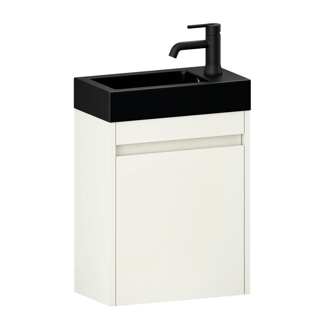 Gäste-WC-Möbel Elen – 40 cm – Weiß - Schwarzes Waschbecken