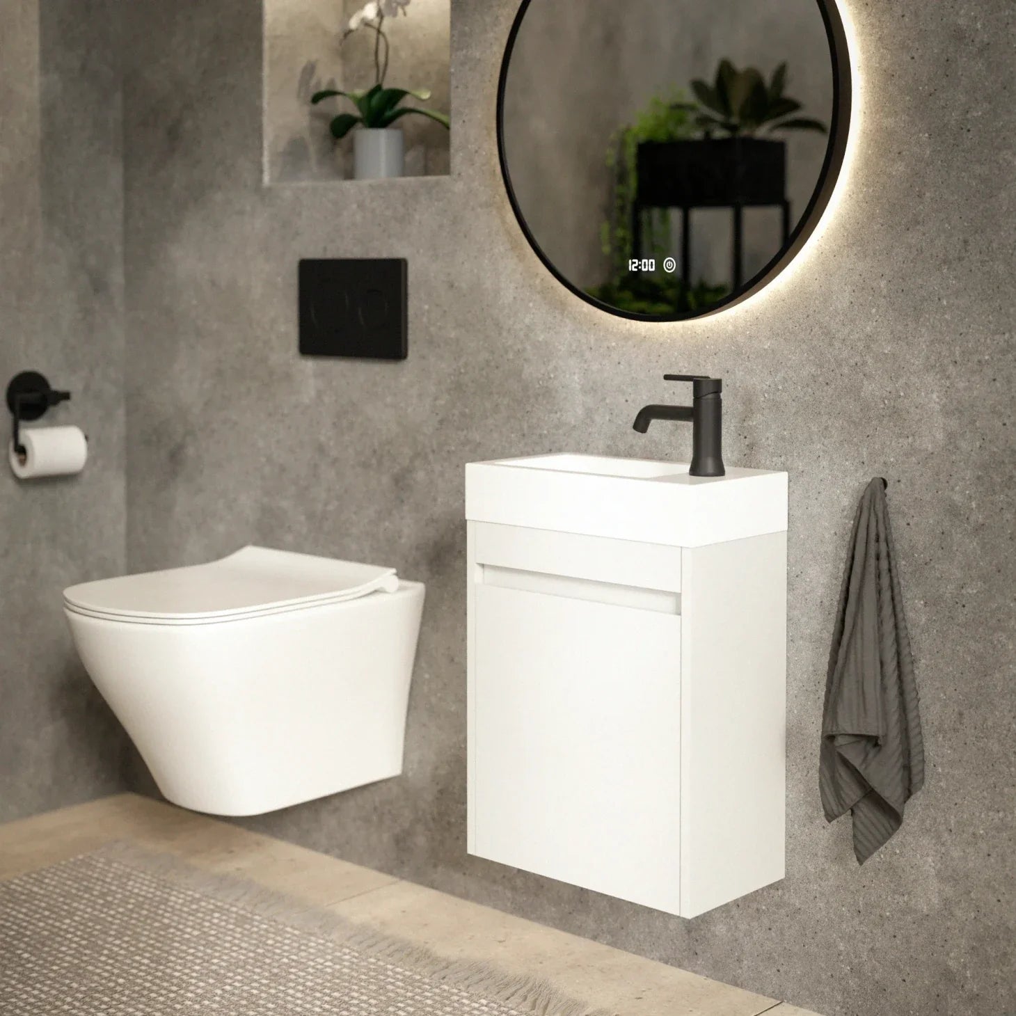 Gäste-WC-Möbel Vivo – 40 cm – Weiß - Weißes Waschbecken
