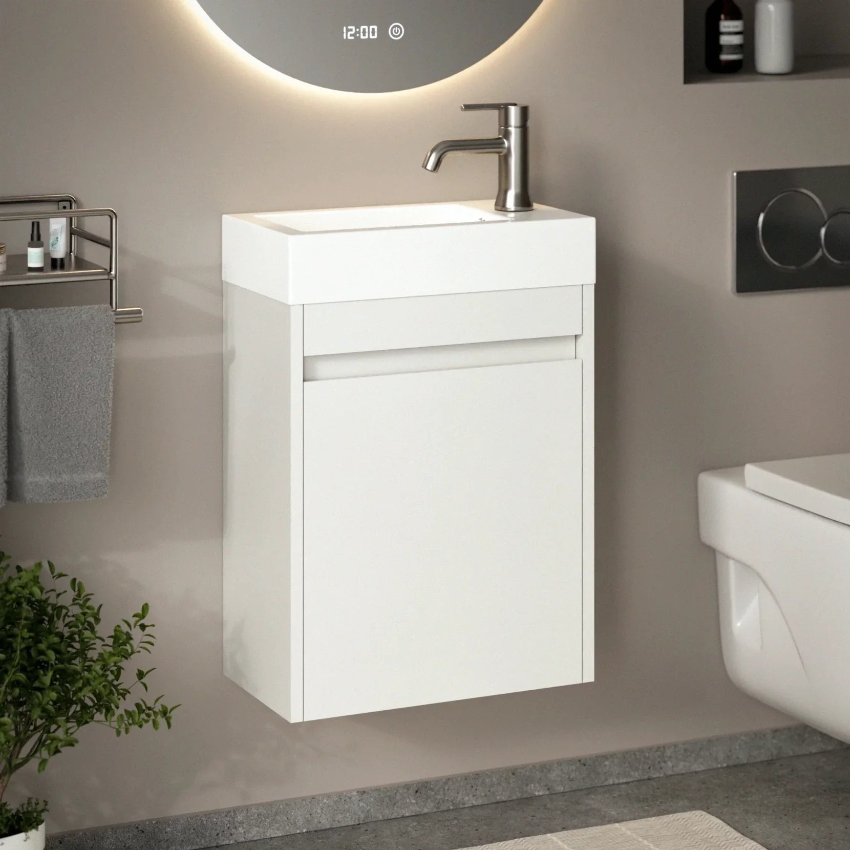Gäste-WC-Möbel Vivo – 40 cm – Weiß - Weißes Waschbecken