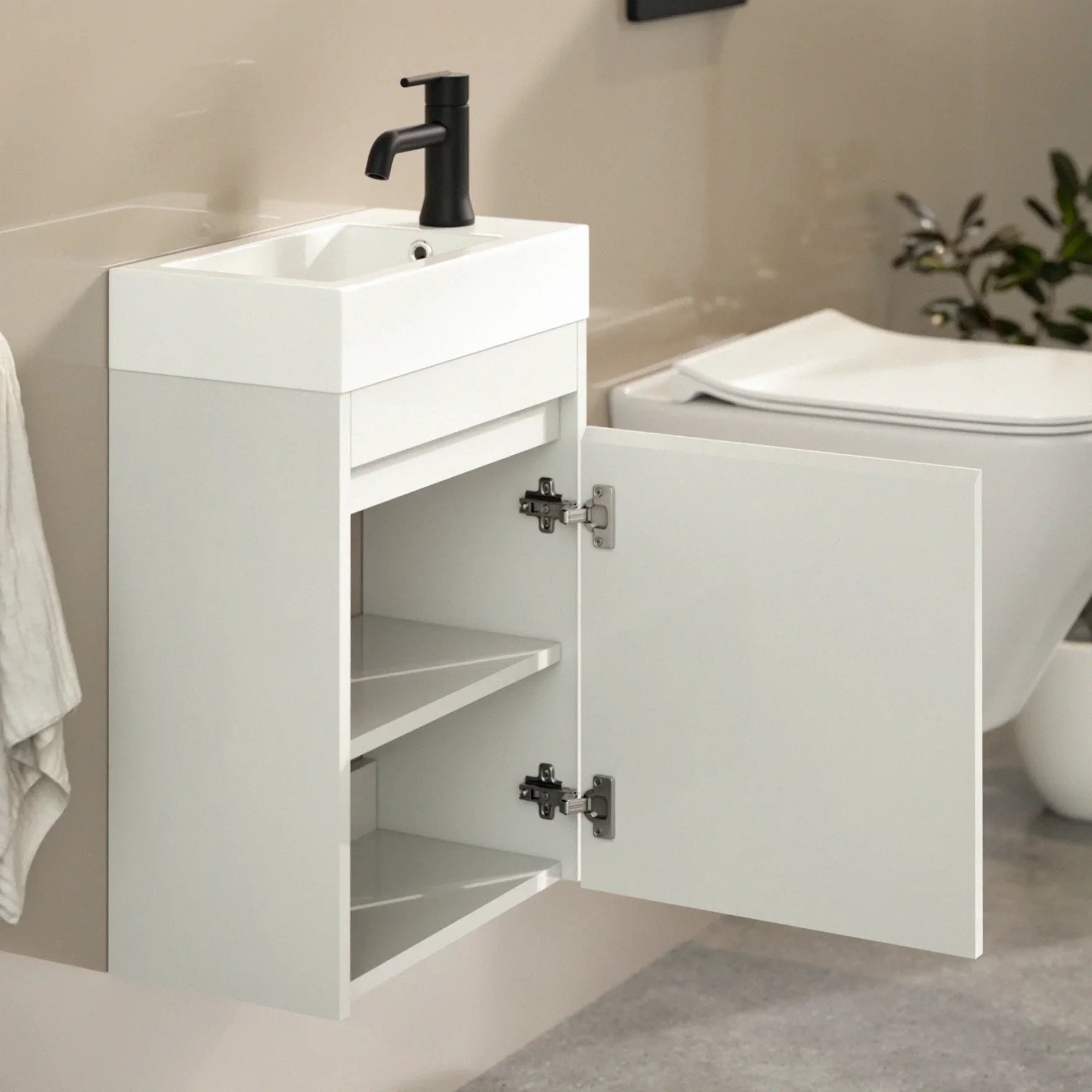 Gäste-WC-Möbel Vivo – 40 cm – Weiß - Weißes Waschbecken