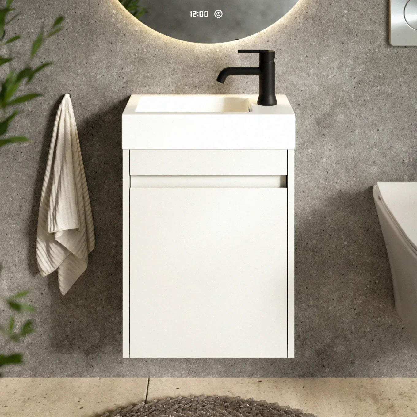 Gäste-WC-Möbel Vivo – 40 cm – Weiß - Weißes Waschbecken