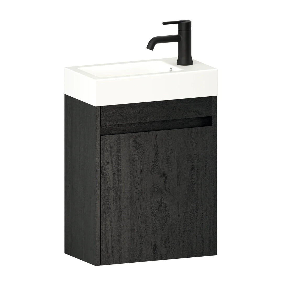 Gäste-WC-Möbel Vivo – 40 cm – Schwarze Eiche – Weißes Waschbecken