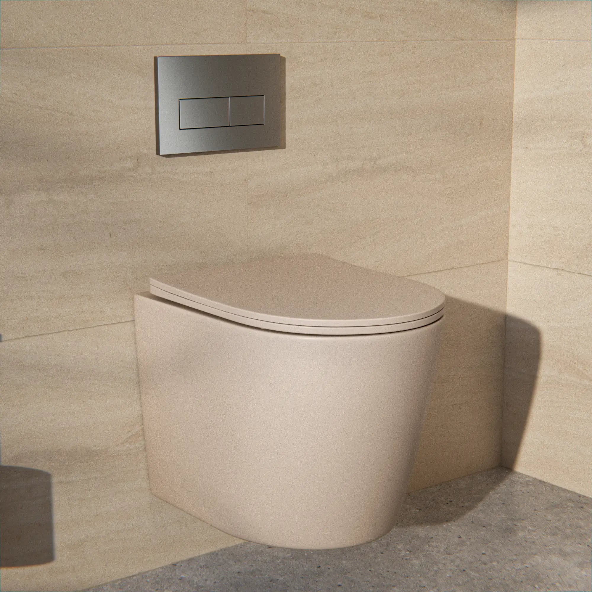 Hängendes WC Varo - Randlos - Soft-Close-Sitz - Taupe