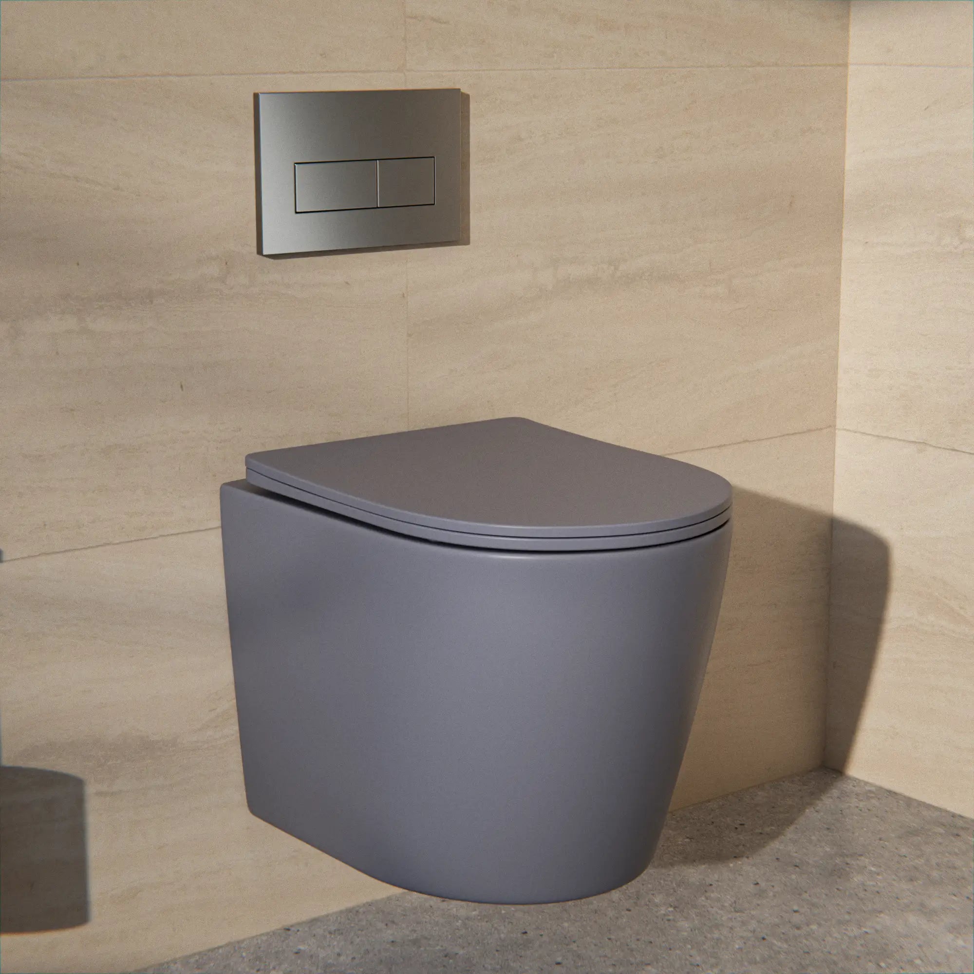 Hängendes WC Varo - Spülrandlos - Soft-Close-Sitz - Grau