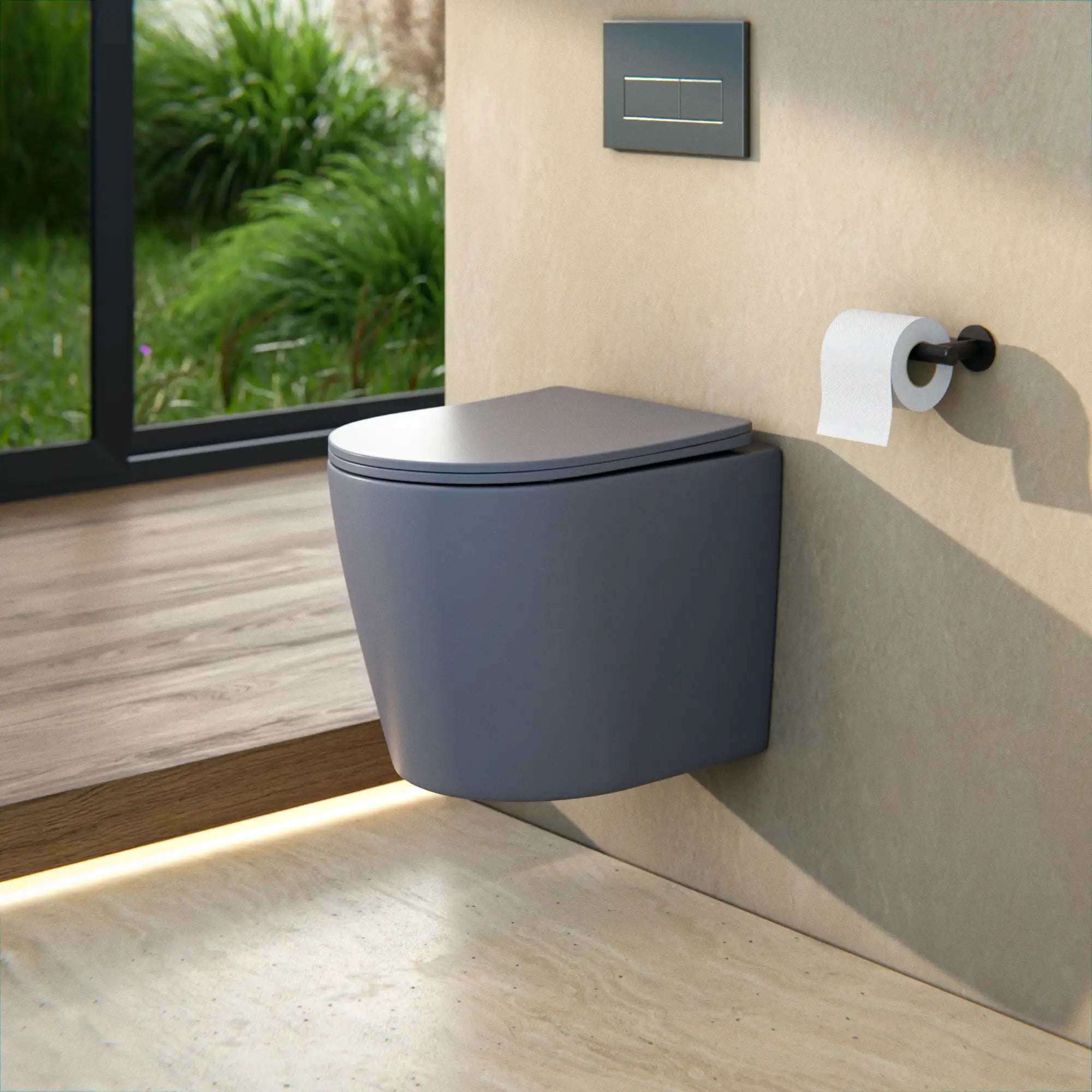 Hängendes WC Varo - Spülrandlos - Soft-Close-Sitz - Grau