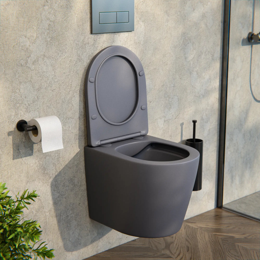 Hängendes WC Varo - Randlos - Soft-Close-Sitz - Grau