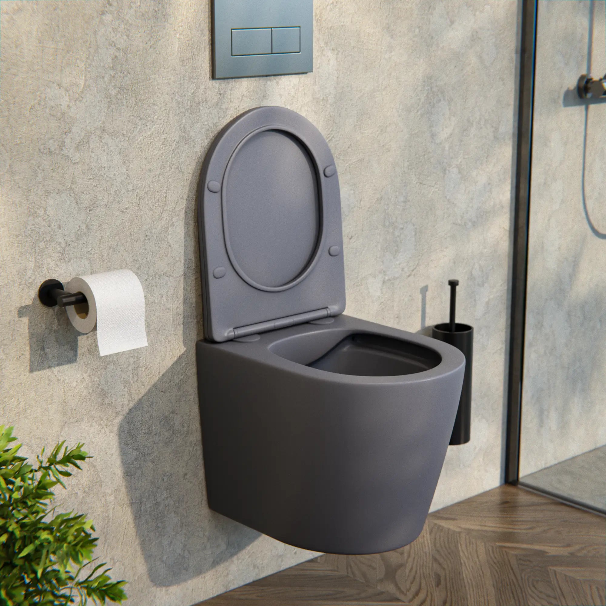Hängendes WC Varo - Spülrandlos - Soft-Close-Sitz - Grau