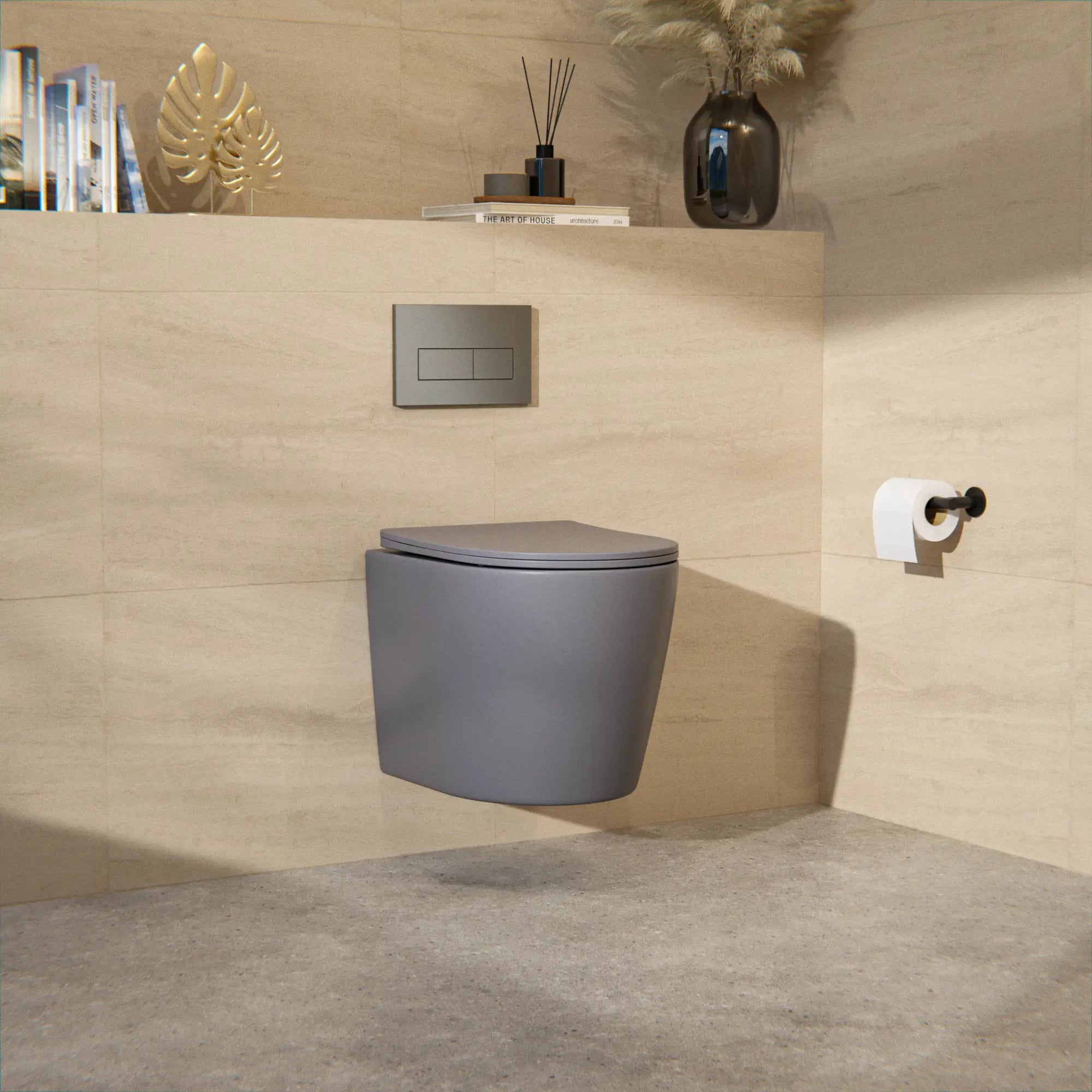 Hängendes WC Varo - Spülrandlos - Soft-Close-Sitz - Grau