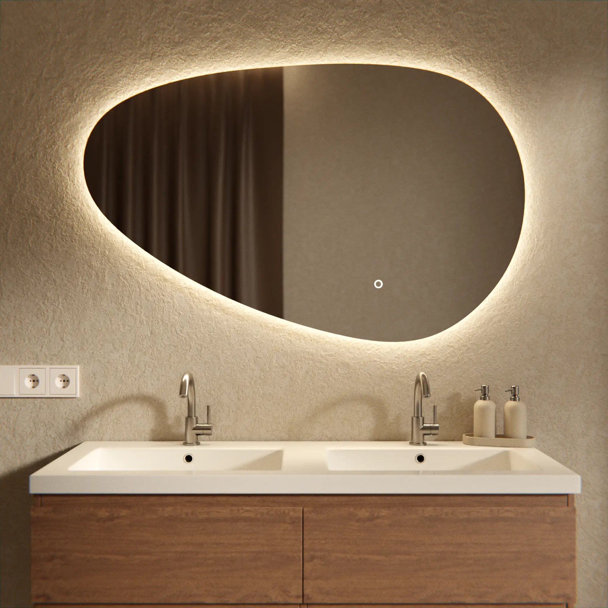 Badezimmerspiegel - 120x75 cm Asymmetrisch - Rahmenlos