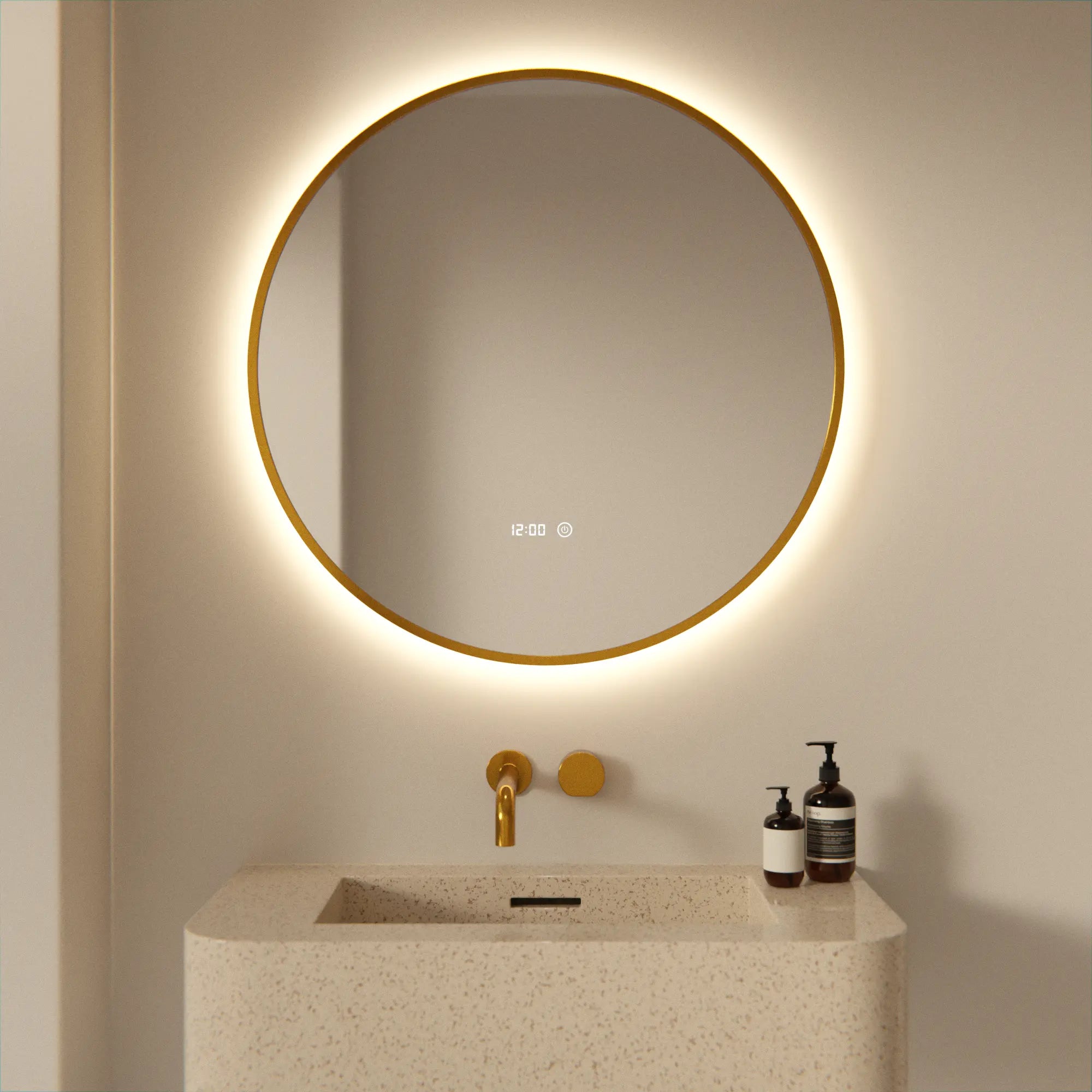 Badezimmerspiegel - Rund - 80 cm - Gold Rahmen - Vorbestellen