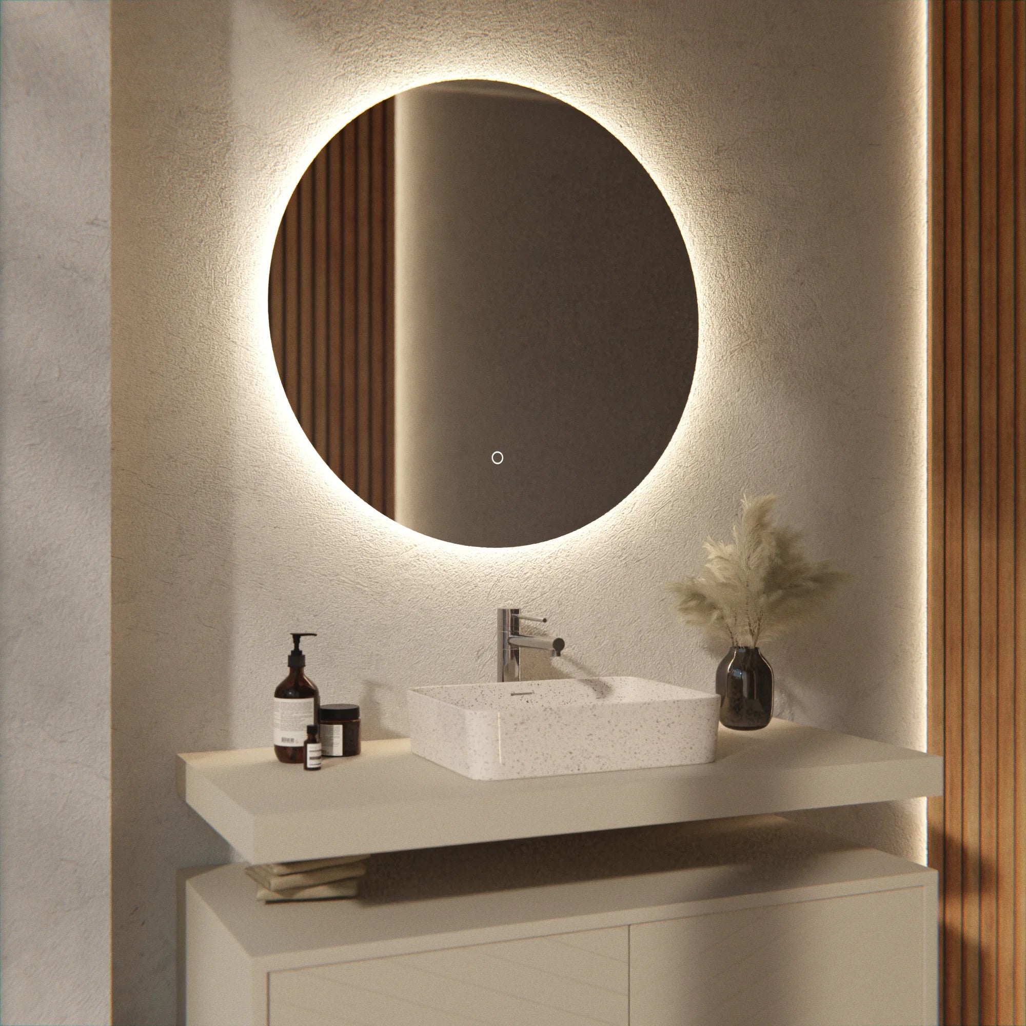 Badezimmerspiegel - Rund - 80cm - Rahmenlos