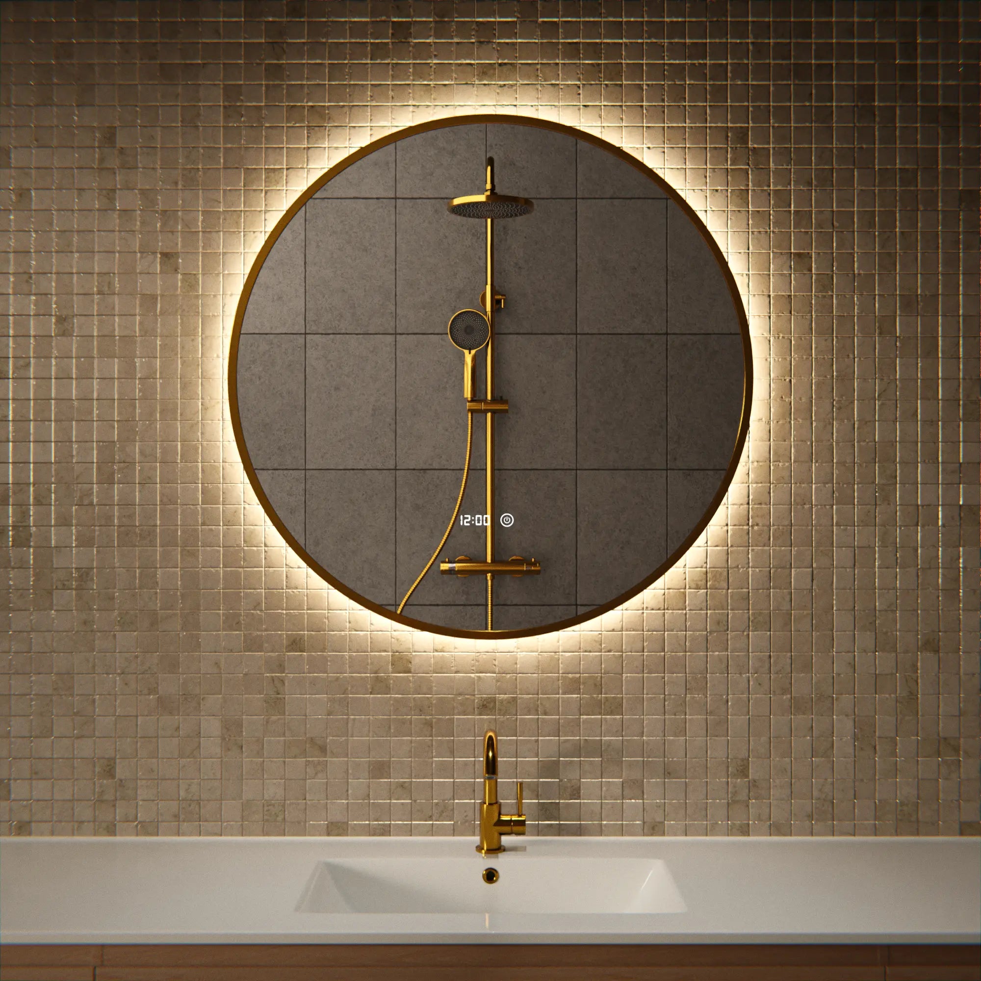 Badezimmerspiegel - Rund - 80 cm - Gold Rahmen - Vorbestellen